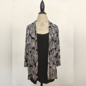 Women's Liz McCoy Black And White Shirt With Cardigan Size XL